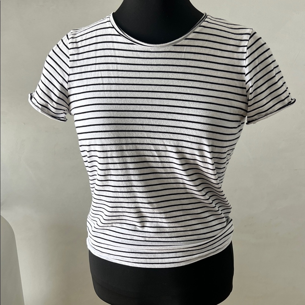 Zara Black and White Striped Tee